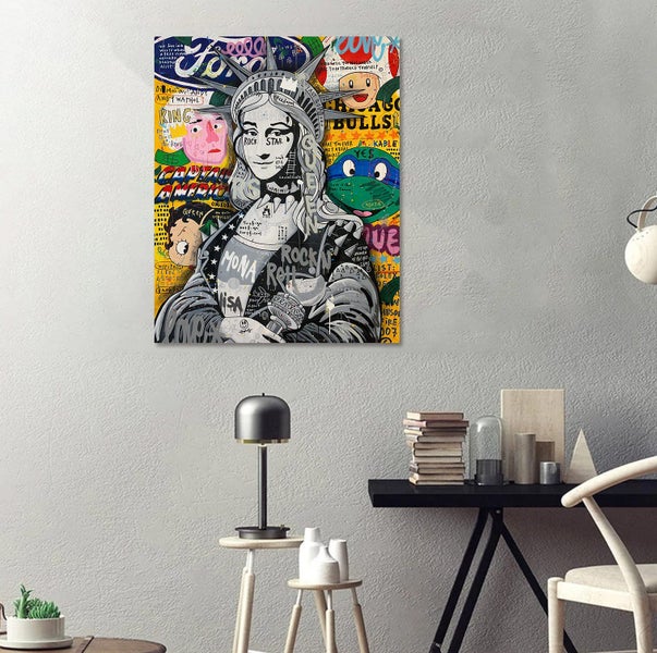 Free Shipping 1 Panel Canvas Wall Art - Pop Art - Mona Lisa Carousel 3