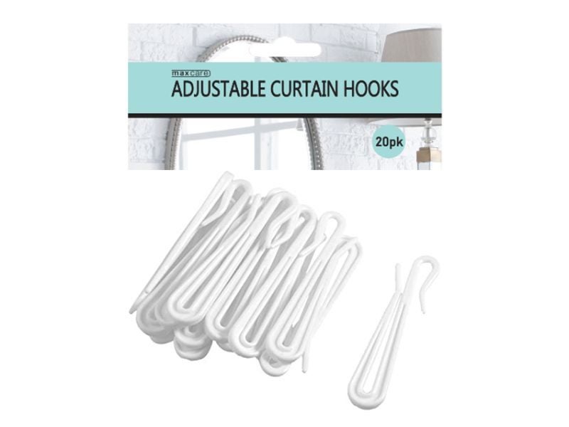 Adjustable Curtain Hooks - Maxcare 20 Pack White 70mm (24 Packs) Carousel 1