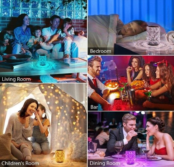 Rose Crystal Lamp with Touch and Remote Control Carousel 10