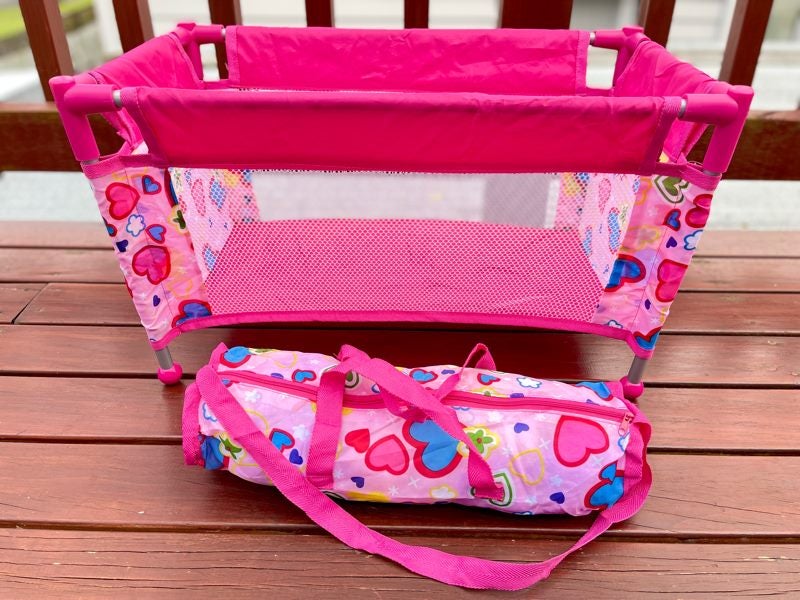 Pink Heart Dolls Take Along Travel Cot With Carrying Bag Carousel 2