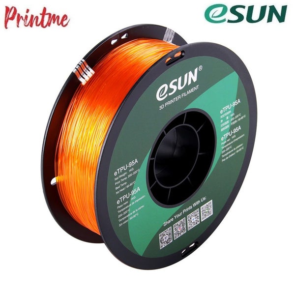 eSUN TPU-95A Glass Orange 1.75mm 3D PRINTER FILAMENT 1kg/2.2lbs Carousel 2