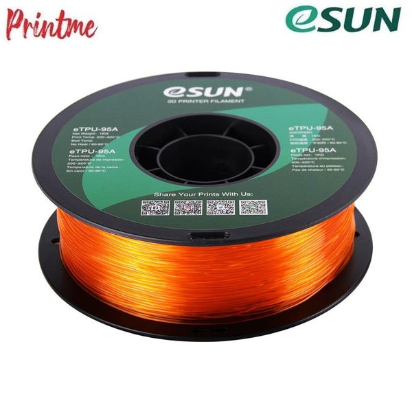 eSUN TPU-95A Glass Orange 1.75mm 3D PRINTER FILAMENT 1kg/2.2lbs Carousel 8