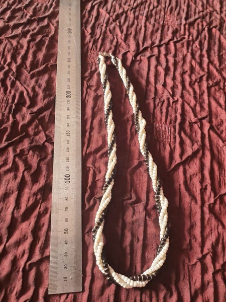 Vintage Black & White Coral? Seed Bead Necklace Carousel 3