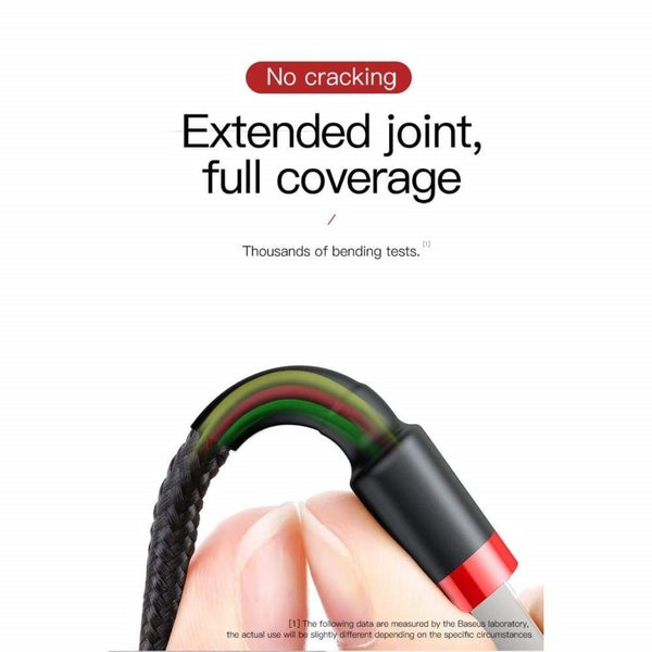 Baseus USB-A to Lightning Cafule Tough Braided Cable - 1M, Black Carousel 2