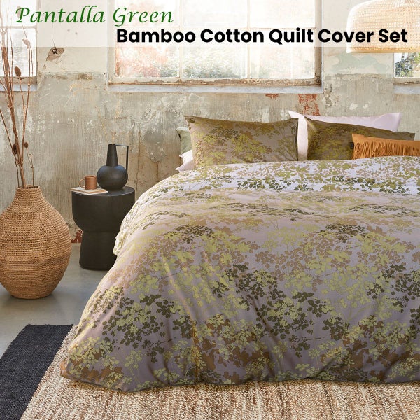 Bedding House Pantalla Green Bamboo Cotton Quilt Cover Set Carousel 2