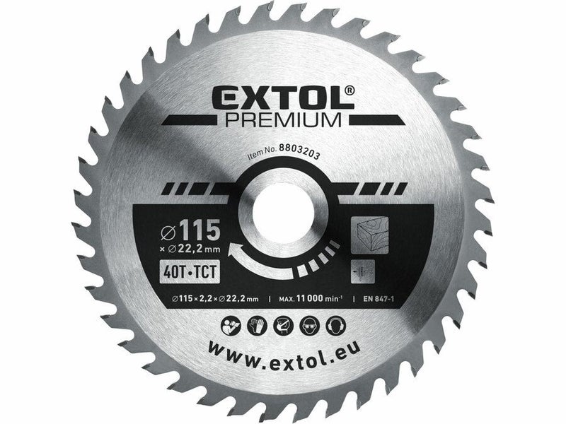 EXTOL TCT Circular Saw Blade 115mm,40T Carousel 1