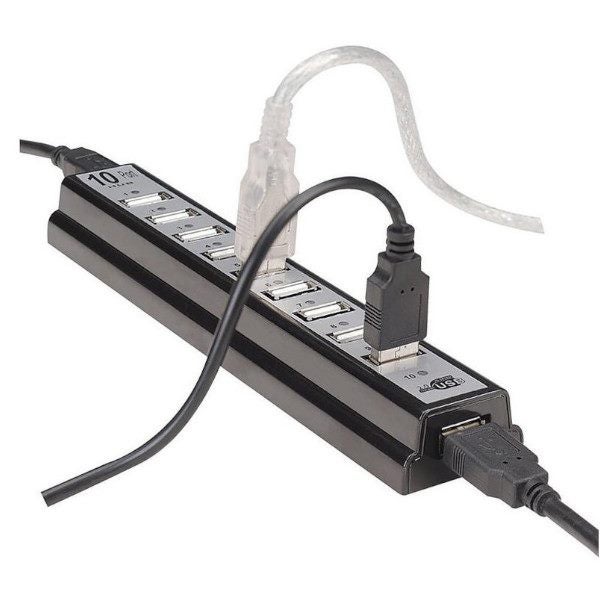 Usb Hub 10 Port Hi Speed 2.0 Power Adapter For Pc Laptop Computer Use Usb2.0 Wit Carousel 2