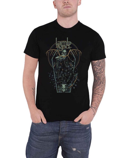 Lamb Of God T Shirt Coffin Kopia Band Logo new Official Mens Black Carousel 1