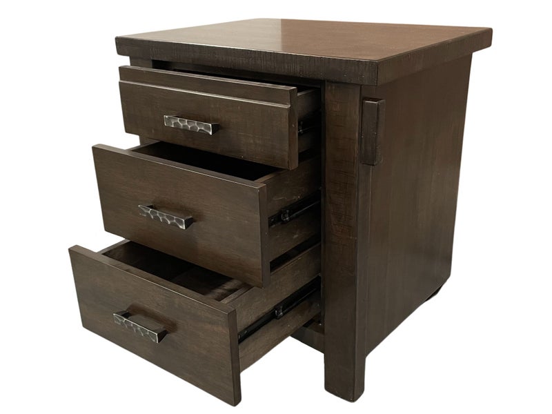Bedside Table 3 Drawer Brown Wash Malaysian Fully Assembled Carousel 2