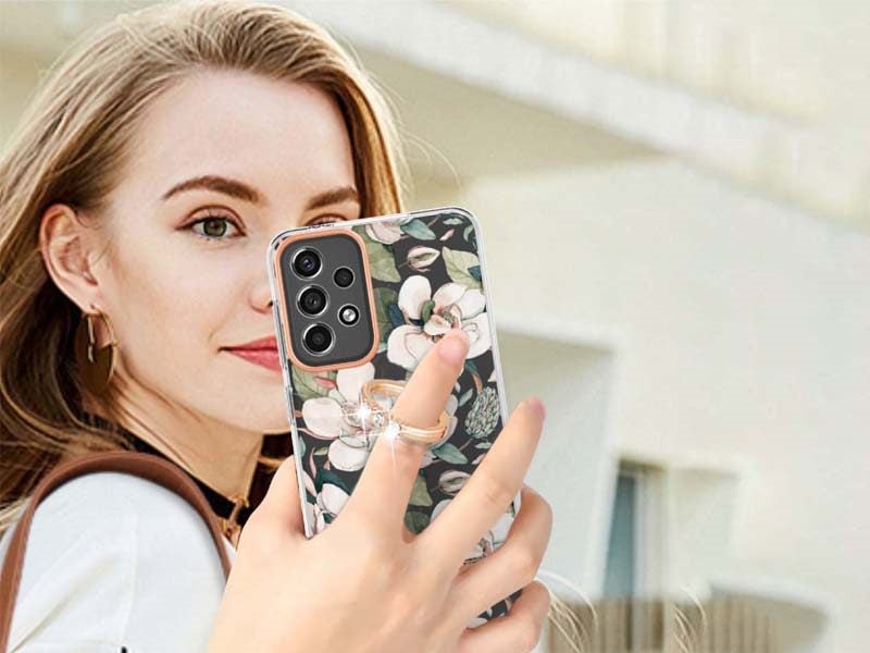 Finger Ring Kickstand Case Cover for Samsung Galaxy A33 5G Flower Carousel 2