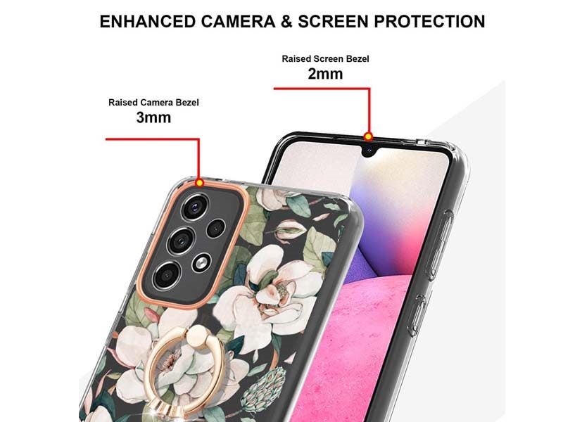 Finger Ring Kickstand Case Cover for Samsung Galaxy A33 5G Flower Carousel 4