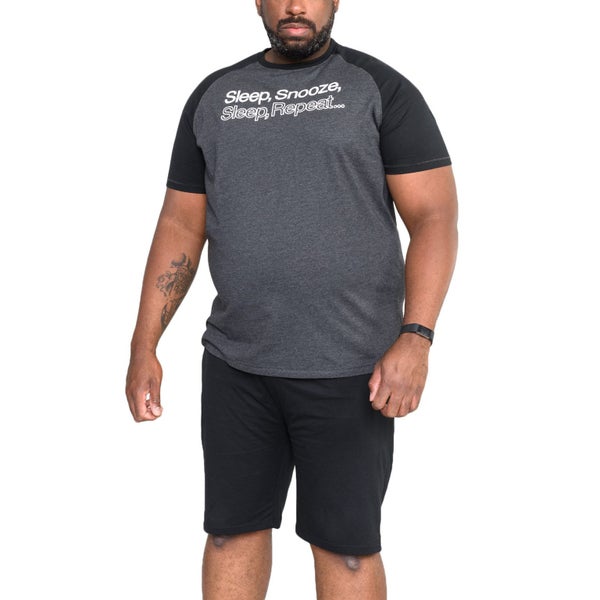 Duke D555 Mens Jervis Big Tall T-Shirt & Shorts Loungewear Set - Black Carousel 1