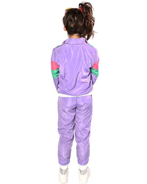 80s Purple Tracksuit Kids Costume Carousel 2