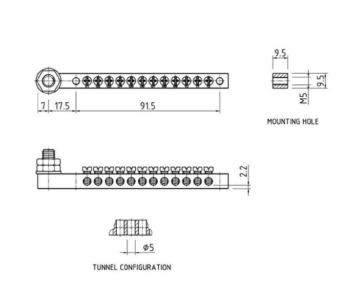 Earth and Neutral Bars One Main Studs 12 Terminals Carousel 2