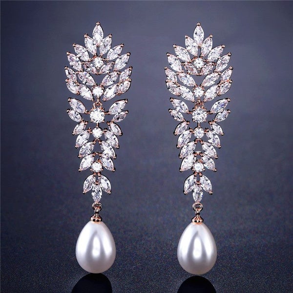 Earrings Jewelry Stud Diamonds Rhinestone Crystal Luxury Pearl Cubic Zirconia Carousel 1