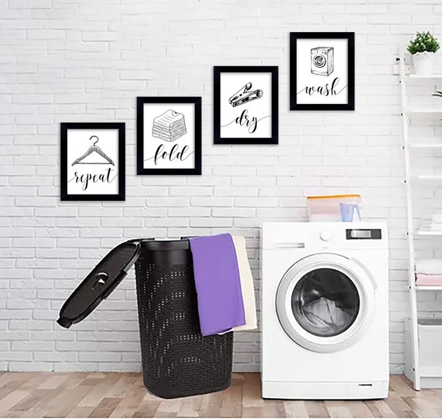 Inkdotpot 4 Piece Laundry Signs for Laundry Room Decor Laundry Poster With Carousel 6