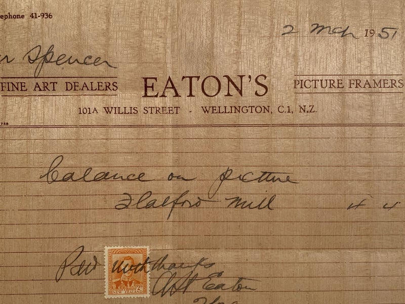 OLD INVOICE / RECEIPT: Eaton's Fine Art Dealers / Picture Framers 1957 (65 yo) Carousel 1