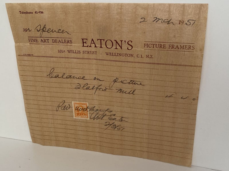 OLD INVOICE / RECEIPT: Eaton's Fine Art Dealers / Picture Framers 1957 (65 yo) Carousel 2