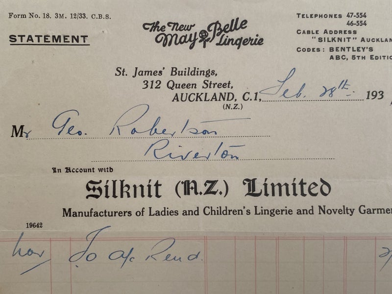 OLD INVOICE / RECEIPT: Silknit (NZ) Ltd, Auckland 1934 Carousel 1