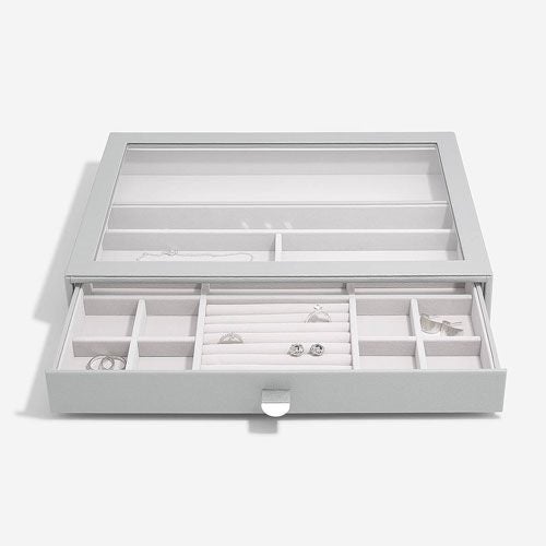 Stackers Supersize Drawer With Glass Lid Pebble Grey Carousel 1
