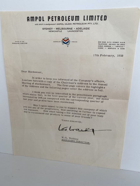 OLD LETTERHEAD: Ampol Petroleum Limited 1958 Carousel 2