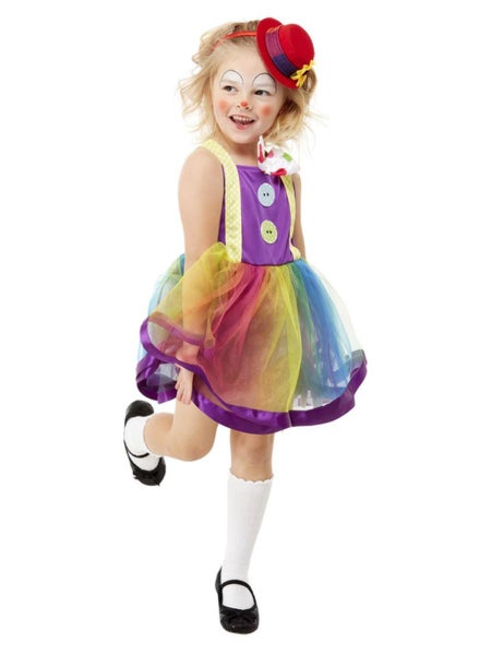 Toddler Clown Costume, Purple, Dress & Hat Size 3-4 years Carousel 1