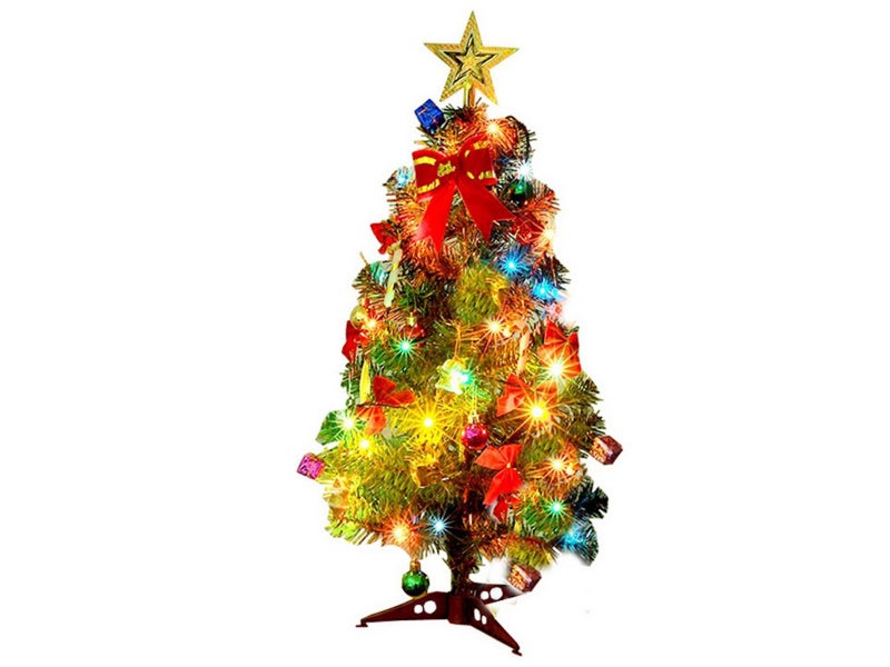 1X 30cm Tabletop Mini Artificial Christmas Tree Ornament with Lights Xmas Decor Carousel 1