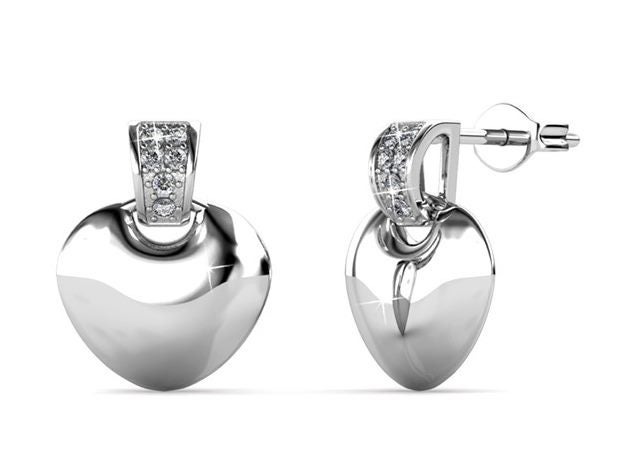 18K White Gold Heart Stud Crystal Earrings "Grace" Carousel 1