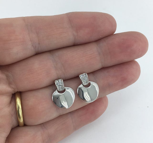 18K White Gold Heart Stud Crystal Earrings "Grace" Carousel 2