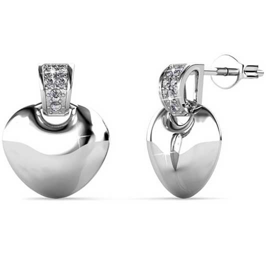 18K White Gold Heart Stud Crystal Earrings "Grace" Carousel 8