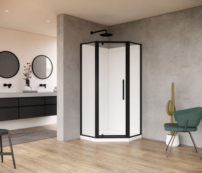 2 Meter HEIGHT Matte Black 1000mm Angle Shower Enclosure Carousel 1