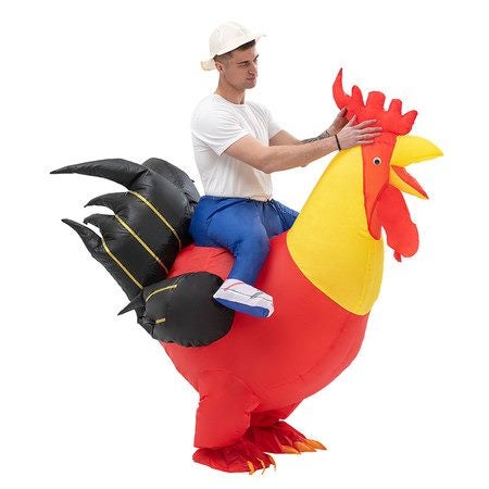 155-190cm Inflatable Christmas Rooster Halloween Costume Blow Up Suit Cosplay Carousel 1