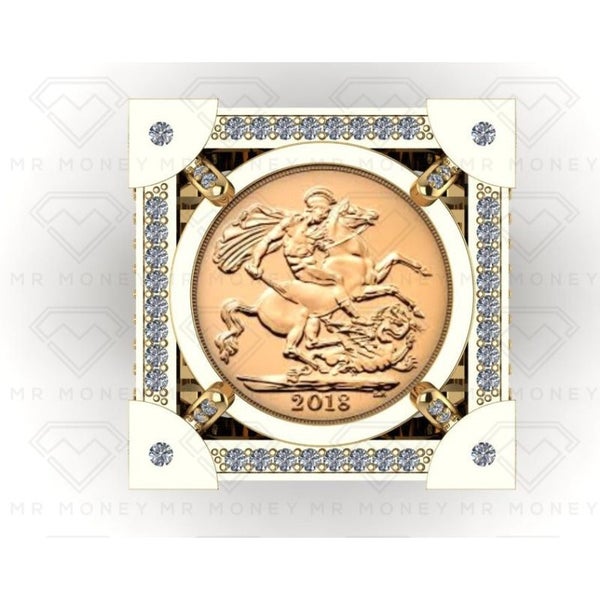 Limited Edition! 9ct Gold Diamond Half Sovereign Boss Ring Carousel 2