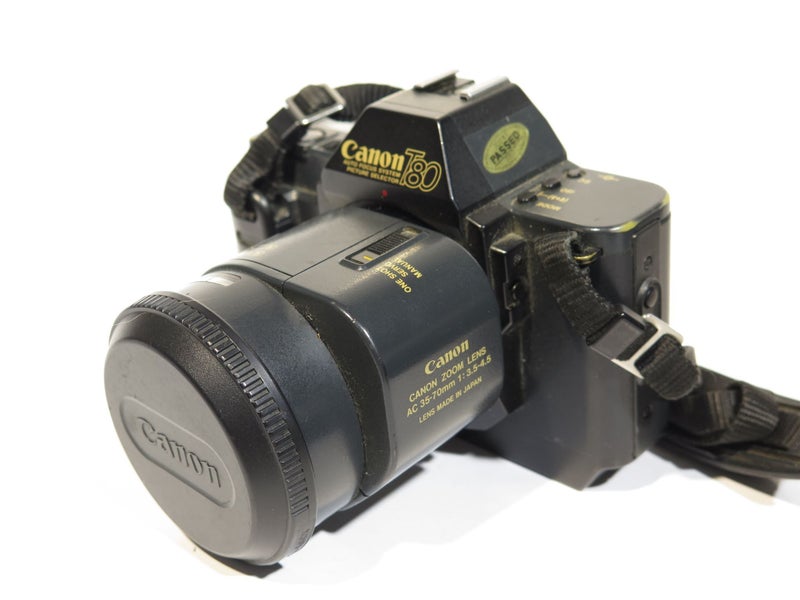 Canon T80 Single Lens Reflex 35mm Film Camera + 35-70mm lens + flash Carousel 1