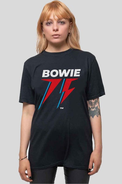 David Bowie T Shirt 75th Flash Logo new Official Mens Black Carousel 5