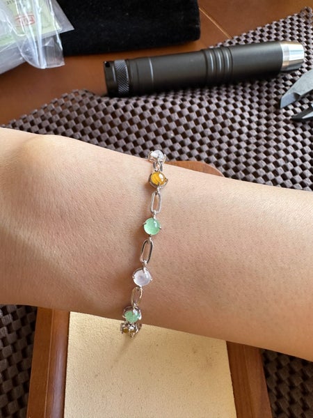 Untreated Jadeite jade bracelet simple design mix colors Carousel 1