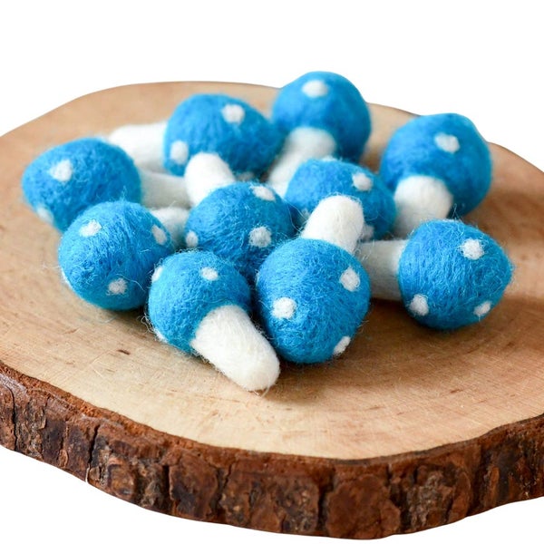 Tara Treasures Felt Mushrooms Set of 10 Blue Carousel 2