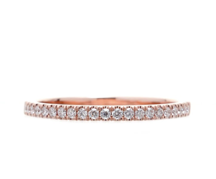 NEW 14k Gold Round Diamond 0.25ctw Half Eternity Wedding Stacking Band Ring Carousel 1