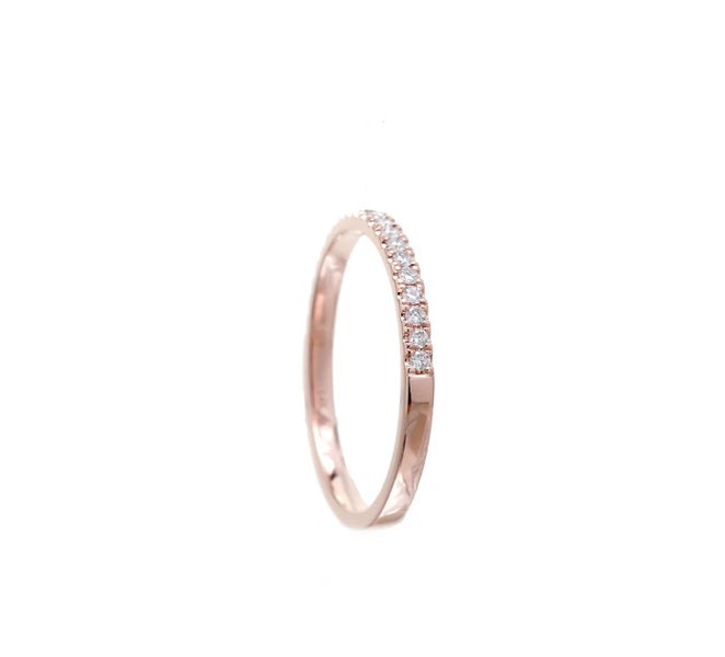 NEW 14k Gold Round Diamond 0.25ctw Half Eternity Wedding Stacking Band Ring Carousel 2