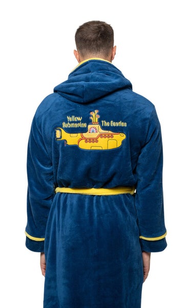 The Beatles Bathrobe Yellow Submarine Logo new Official Mens Navy Blue Unisex Carousel 2