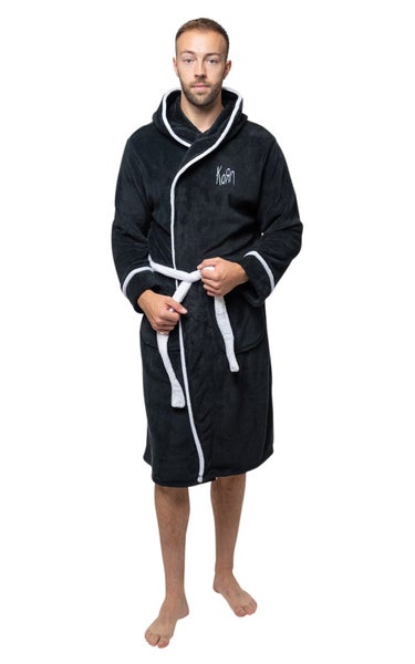 Korn Bathrobe Classic Band Logo new Official Black super soft fleece Unisex Carousel 1