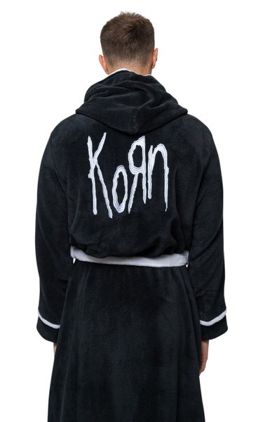 Korn Bathrobe Classic Band Logo new Official Black super soft fleece Unisex Carousel 2