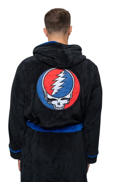 Grateful Dead Bathrobe Steal Your Face Band Logo new Official Black Unisex Carousel 2