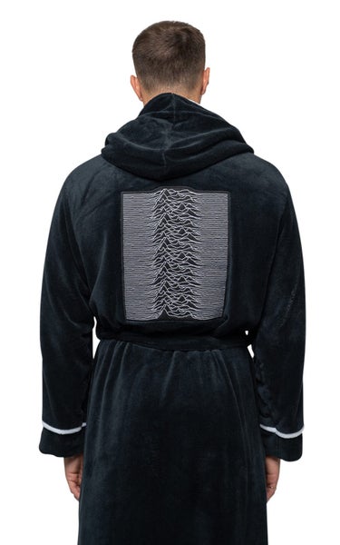 Joy Division Bathrobe Unknown Pleasures Official Black super soft fleece Unisex Carousel 2