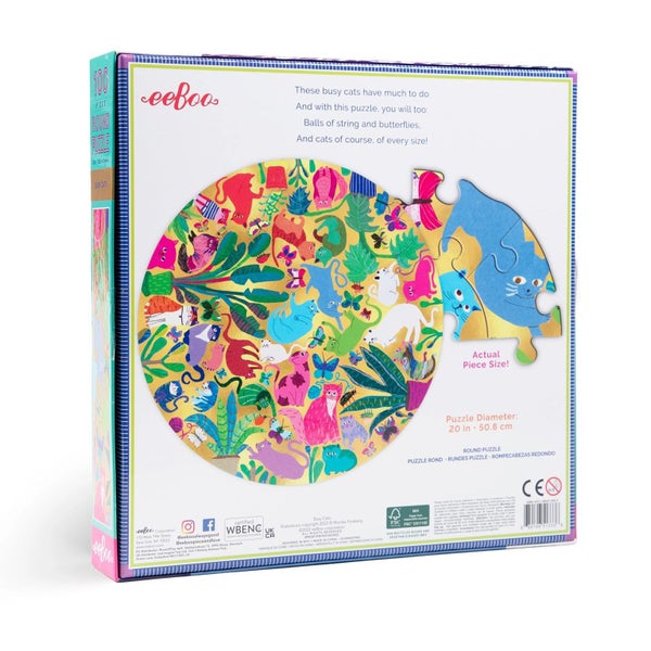 eeBoo: Round Puzzle - Busy Cats (100pc Jigsaw) Carousel 2