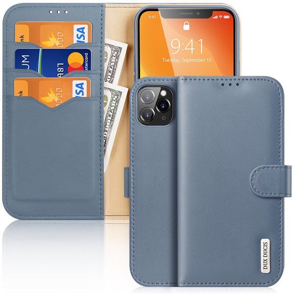 DUX DUCIS iPhone 11 Pro Genuine Leather Wallet Case Flip Stand Cover Blue Carousel 1