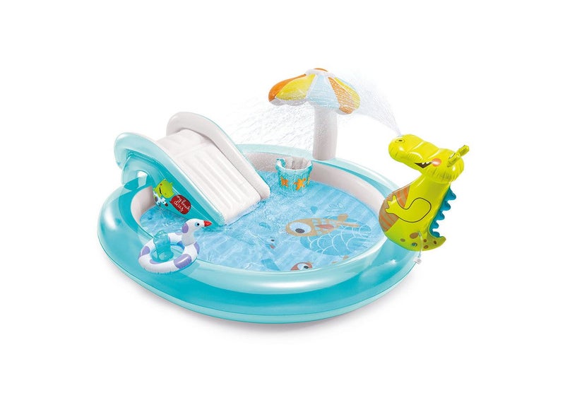 Intex Gator Inflatable Play Center w/ Slide / Spray Carousel 1