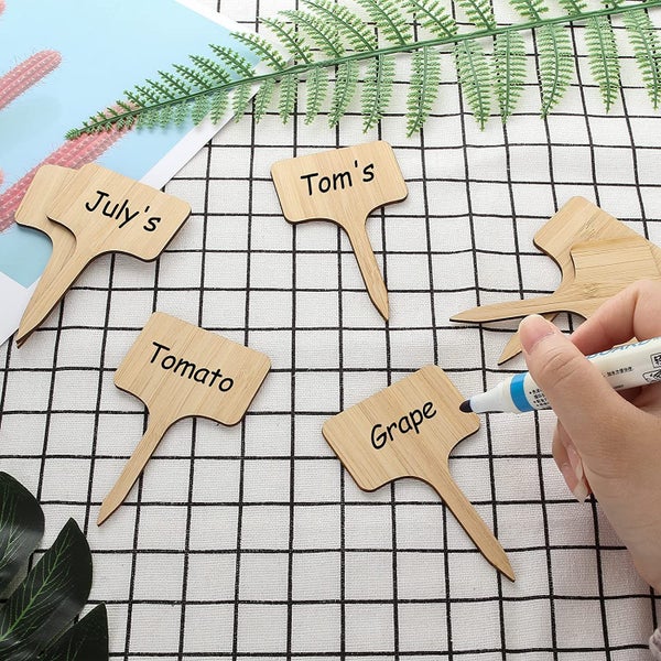 50Pcs T-Type Bamboo Garden Plant Labels Carousel 1