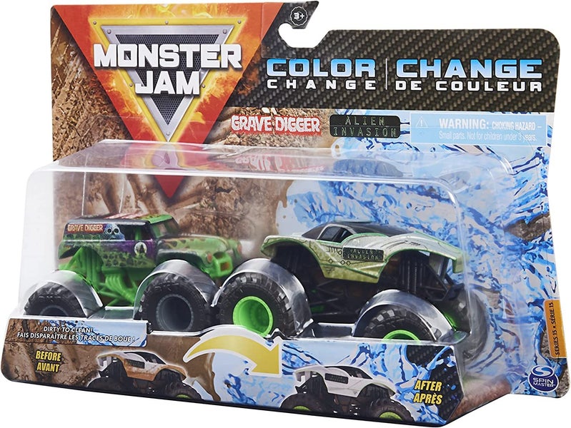 Monster Jam 1:64 Scale Duo Series 15: Grave Digger vs. Alien Invasion Carousel 2