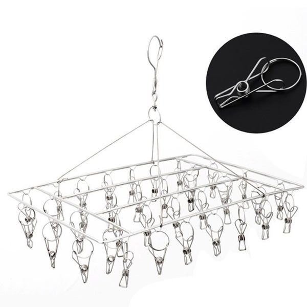 Stainless Steel Clothes Hanger with 36 Clips Carousel 2